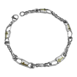 -Emaús Sterling Silver Fishers Of Men Bracelet with 10kt Gold Cross
