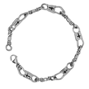 -ACTS Sterling Silver Fishers of Men Bracelet with Christian Cross
