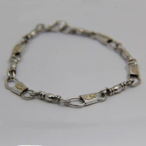 -Emaús Sterling Silver Fishers Of Men Bracelet with 10kt Gold Ichthys (Fish)