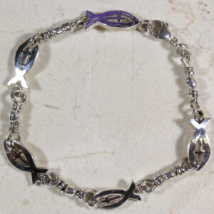 -ACTS Ichthus with Cross Sterling Silver Fishers of Men Bracelet