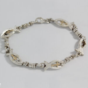 -ACTS Ichthus Sterling Silver Fishers of Men Bracelet (With 10kt ACTS logo)